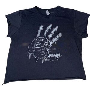 Next Level brand black and gray gothic DIY cropped cut sleeve baby T-shirt SZ 10